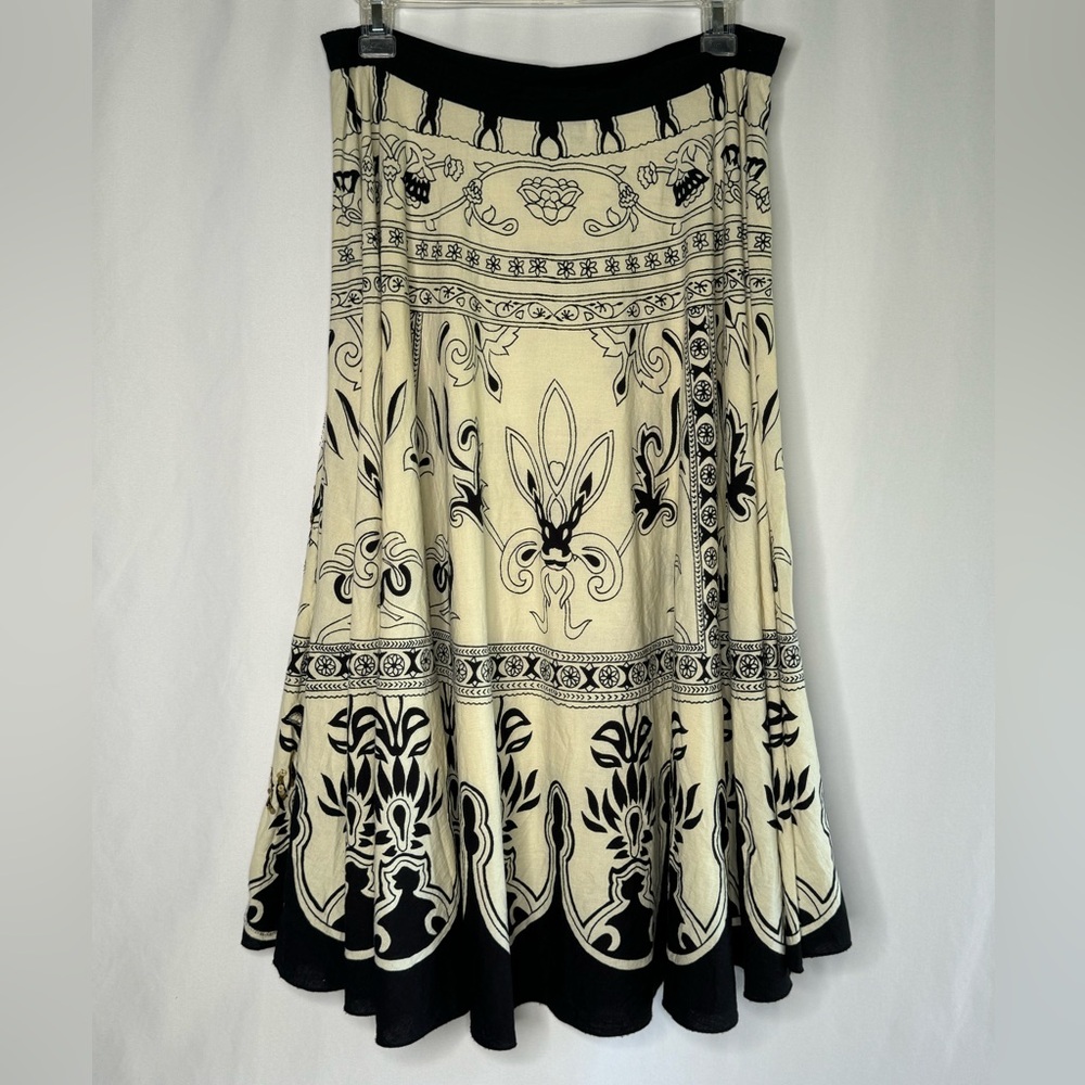 2/$15💥 Vintage KAKTUS Boho Gold & Silver Sequin Skirt Cream Black Sz M - Picture 5 of 12